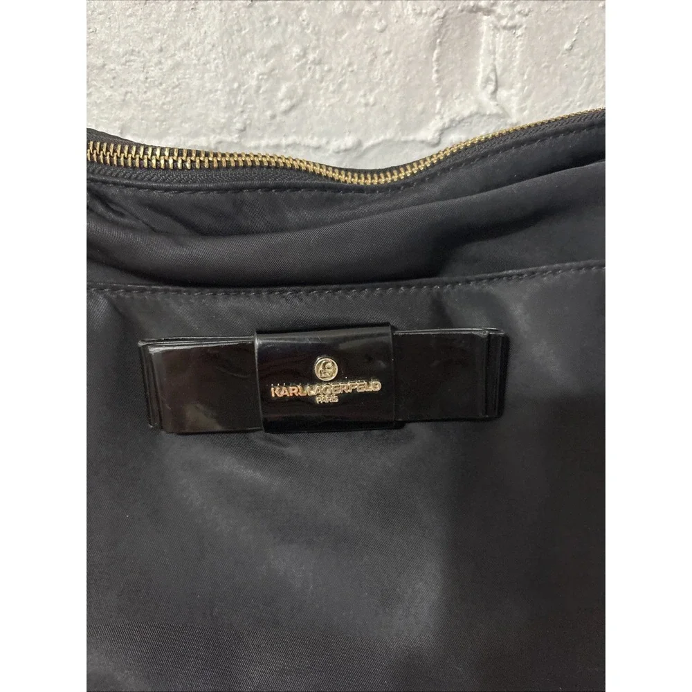 Karl Lagerfeld  Black Purse With Patent Leather‎ Accents